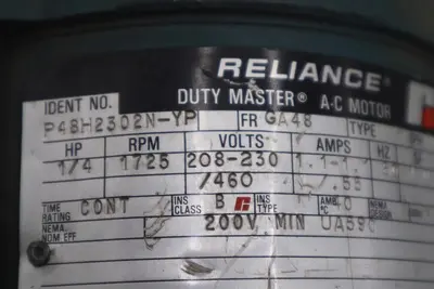 RELIANCE ELECTRIC P48H2302N-YP DUTY MASTER AC MOTOR 1/4 HP STOCK #M-35