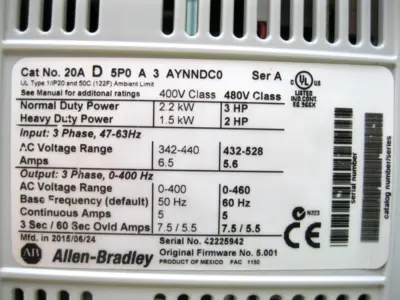 USED Allen-Bradley 20AD5P0A3AYNNDC0