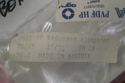 NEW Agru Agru PN16 PVDF-HP D32 X D25 1 3/4" PN16 REDUCER EL