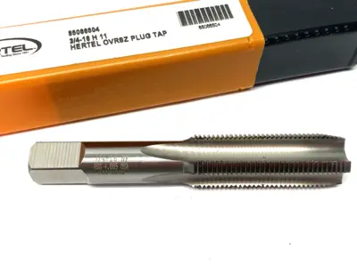 USED HERTEL STRAIGHT FLUTE TAP: 3/4-16 UNF, 4 FLUTE, PLUG CHAMFER HIGH-SPEED