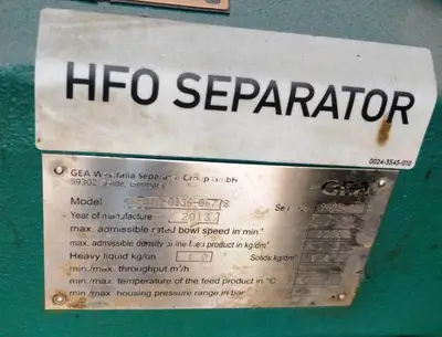 (3) Westfalia OSE 10-0136-067 fuel oil purifiers.