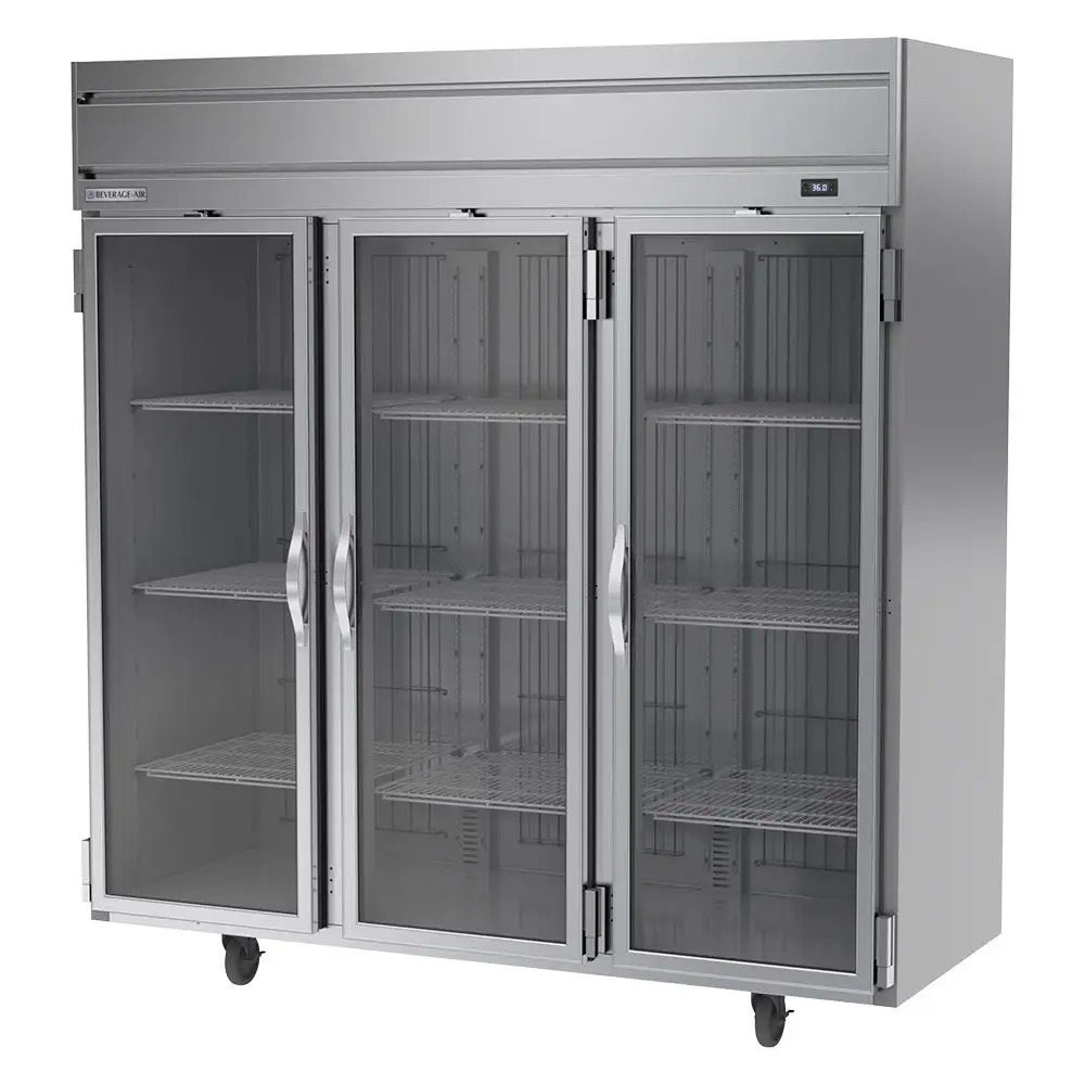 Beverage-Air HR3HC-1G 78" Three Section Reach In Refrigerator - (3) Left/right Hinge Glass Doors, 115v