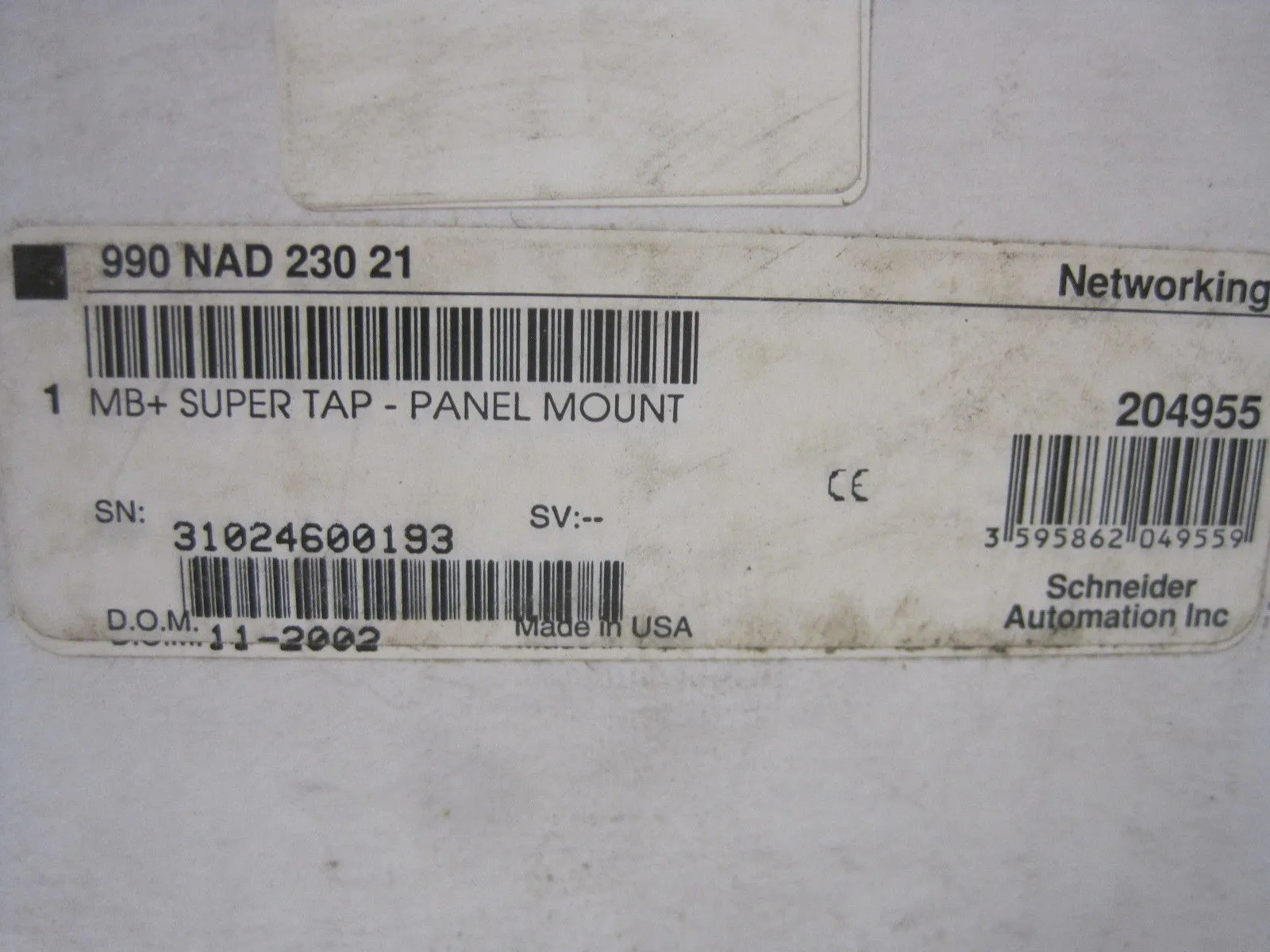 NEW SCHNEIDER AUTOMATION 990-NAD-230-21 SUPER TAP PANEL MOUNT 990NAD23021