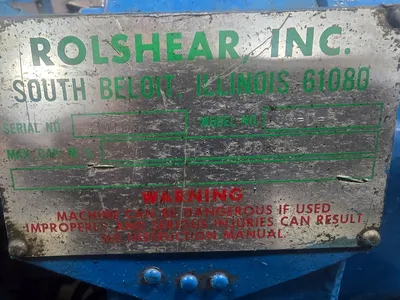 ROLSHEAR 3D5 Fabricating/Presses, Roll Formers | Machinery Central (10)