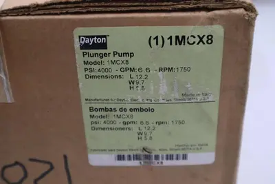 DAYTON 1MCX8 PRESSURE PLUNGER PUMP BELT-DRIVE 6.6 GPM FLOW CAPACITY #GF-428
