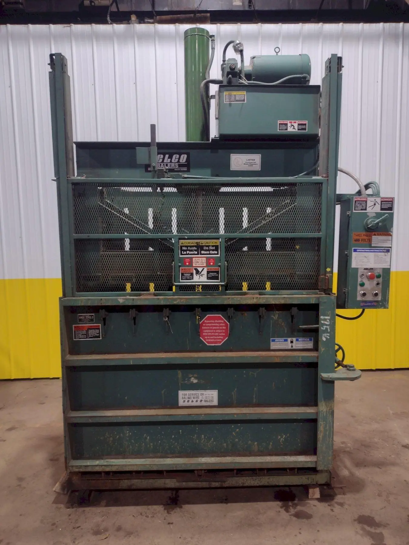 60" X 30" X 48" SELCO MODEL #V5-HD-LP HYDRAULIC VERTICAL BALER