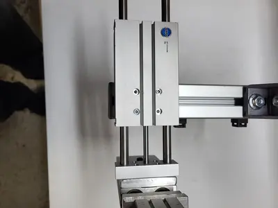 Used SMC / BIMBA SMC WHZ2-20D AIR GRIPPER / BIMBA TB-2050-EFMS / BIMBA ET-1275-EM CONNECTED TO BRACKET ARM Robot Parts | ND Industrial Surplus #1215792