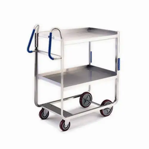 Lakeside 7020 2 Level Stainless Utility Cart w/ 700 lb Capacity, Raised Ledges