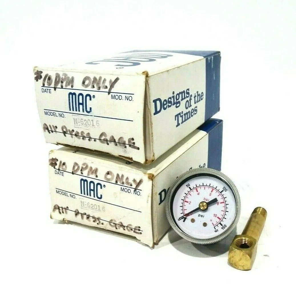 2 NEW MAC VALVES N-62016 PRESSURE GAUGE N62016