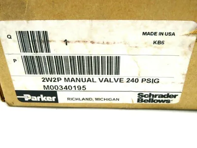 NEW PARKER M00340195 2W2P MANUAL VALVE 240PSIG