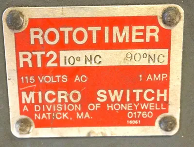 USED MICRO SWITCH RT2-10-90 ROTOTIMER 115V 1AMP RT21090