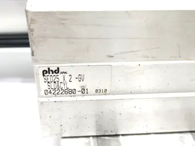 SED25X2-GV-H4, SED25X2-GV, SED25 X 2-GV-H4 | PHD SED25X2-GV-H4 Pneumatic Thruster Slide 1-3/8" Bore 2" Travel NO GUIDE SHAFTS - Used