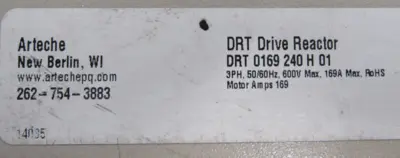 NEW ARTECHE DRT-0169-240-H-01 DRT DRIVE REACTOR 169A 600V DRT0169240H01