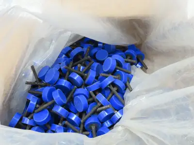1-1/8" Blue Plastic Leveling Feet 1/4-20 Threaded Stud  Lot of 480
