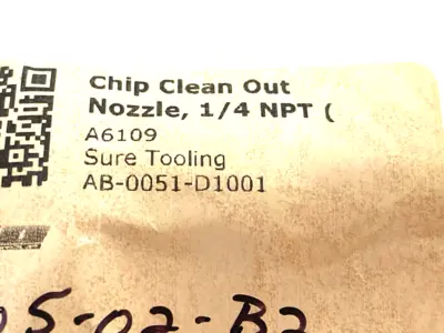 USED SURE TOOLING CHIP CLEAN OUT NOZZLE 1/4" FNPT