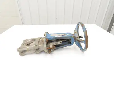 DeZurik Fig. 824 3" Stainless Knife Gate Valve Lug Style Rising Stem Metal Seat