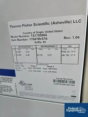 USED ThermoFisher Scientific Thermo Fisher Scientific ULT Freezer, Model TSX70086A