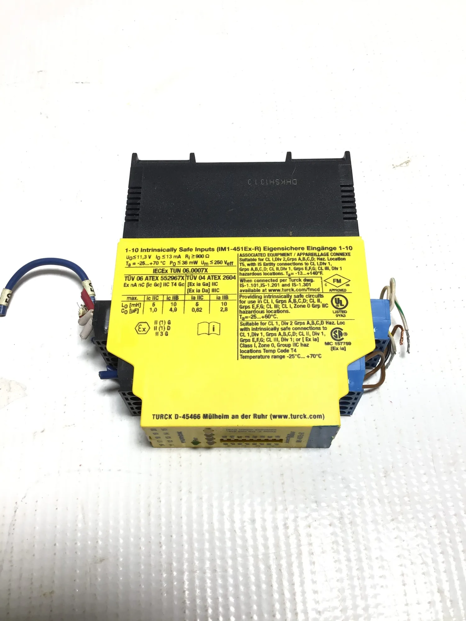 Turck IM1–451Ex-R Switching Amplifier 1-10 Instrinsically Safe Inputs