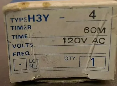OMRON H3Y-4 TIMER MODULE 0-60 Min. 120VAC. 5C