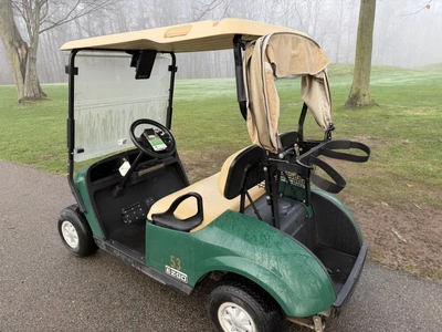 (1) 2017 E-Z-Go golf cart with a Kawasaki gas engine, model 625111G01,includes canopy, ball cover, c...