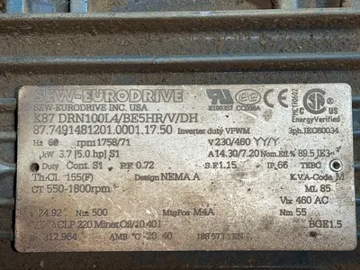 Used SEWEURODRIVE, INC K 87 DRN100LA/BE5HR/V/DH Motors (misc) Ohio US | HGR 24 #1503731