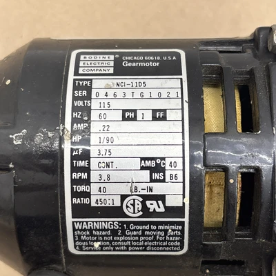 Used Bodine NCI-11D5 Miscellaneous Equipment (Electrical & Power) Indiana US | J&J Industrial Supply #1424185