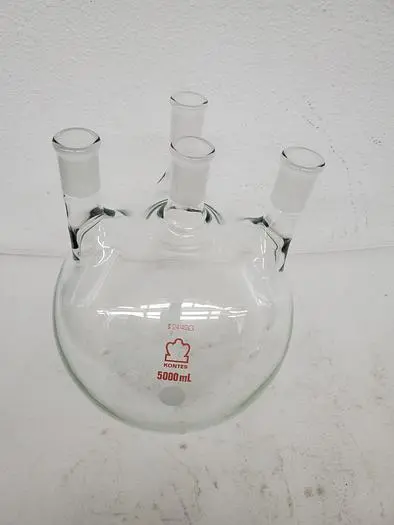 KONTES 5000 ML ROUND GLASS FLASK (4 NECK)