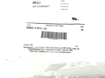 USED ALLEN-BRADLEY SER. B STRAIGHT DC MICRO QD CORDSET 5-PIN FEMALE