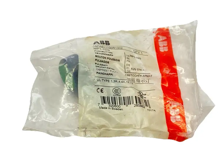New | in-Stock ABB 22MM MOMENTARY FLUSH GREEN PUSHBUTTON MP1-10G Relays & Switches Michigan US | Maverick Industrial Sales #1091415