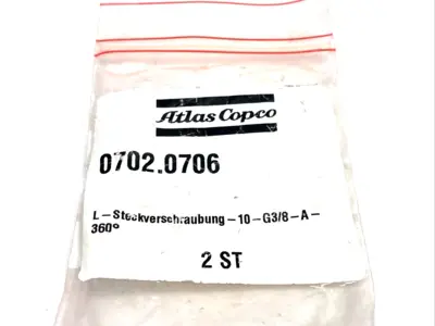 702.0706, 0702.0706, 10-G3/8-A-360 | Atlas Copco 0702.0706 Elbow Fitting 10-G3/8-A-360 10mm Tube 702.0706 LOT OF 2 - New Other