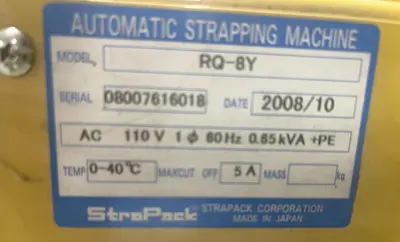 STRAPACK RQ-8Y AUTOMATIC STRAPPING MACHINE