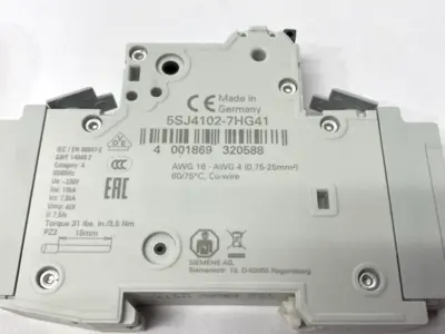 USED SIEMENS MINIATURE CIRCUIT BREAKER 1-POLE C-TRIP 240V 14KA 2A