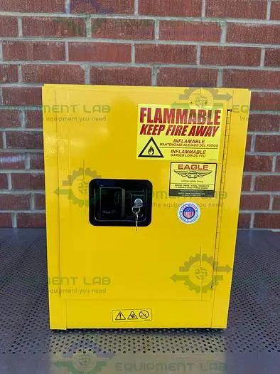 Used EAGLE 1903X 4 GALLON FLAMMABLE LIQUID STORAGE CABINET W/ SOFT CLOSE DOOR, KEY Biological Safety Cabinets | Equipment Lab #486633
