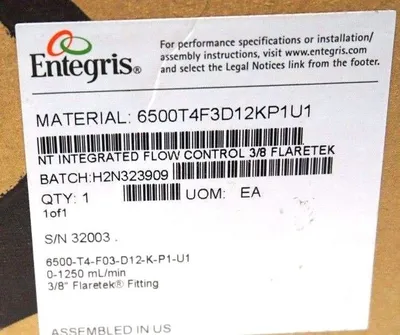 NEW ENTEGRIS 6500-T4-F03-D12-K-P1-U1 FLOW CONTROLLER 6500T4F03D12KP1U1
