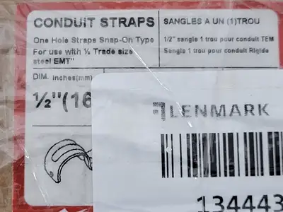 1/2" EMT One Hole Snap On Conduit Strap (Box of 99)