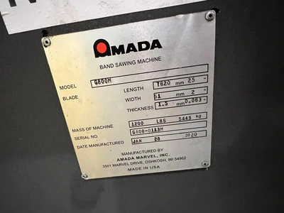 2020 AMADA MARVEL G800M SAWS, BAND, VERTICAL | Wheeler Machinery Sales (5)