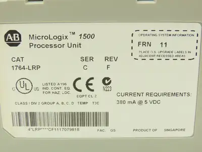 Allen Bradley 1764-LRP MicroLogix 1500 Processor Unit Ser C Rev F FRN 11