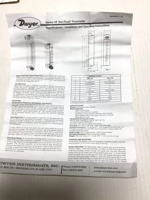 Dwyer VFA-44-SSV-VIT Visi-Float Flowmeter Series VFA 10-40 GPH Water