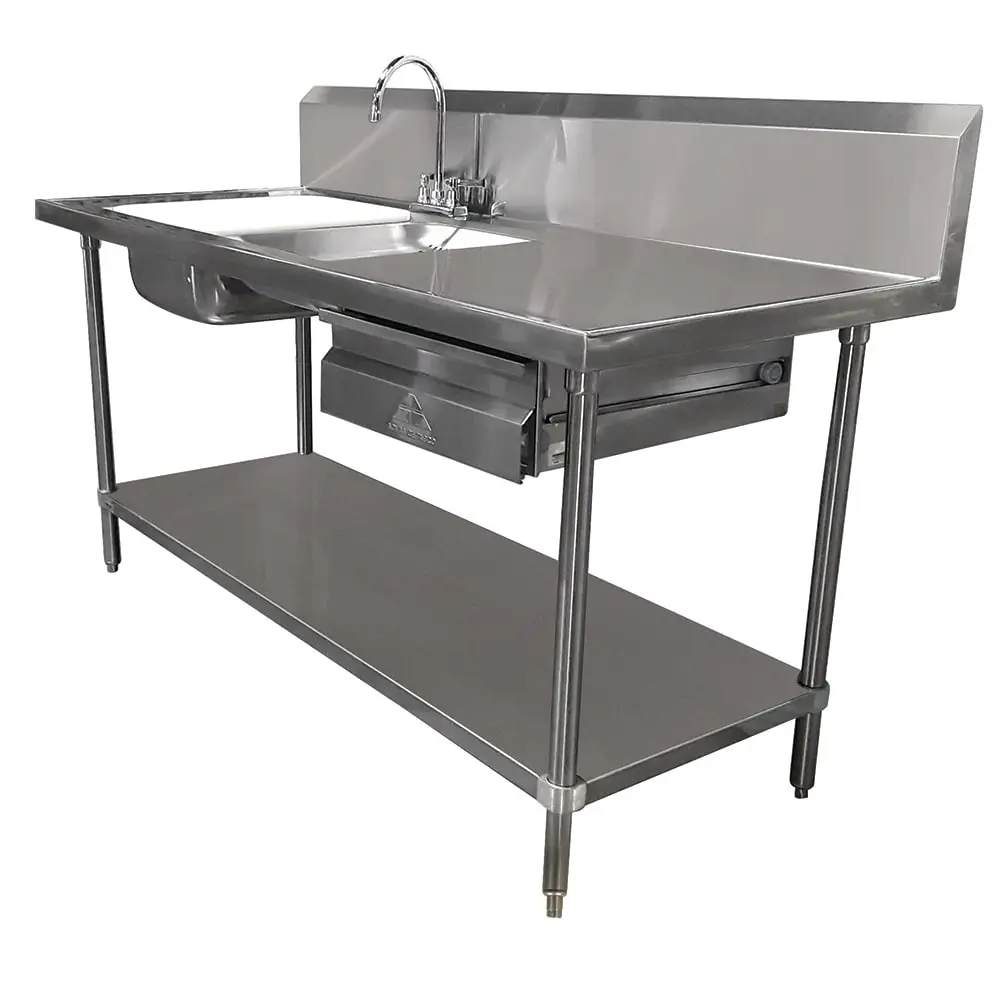 Advance Tabco DL-30-96 96" Prep Table Sink Unit - (2) Sinks, Deck Mount Gooseneck