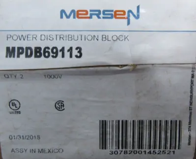 NEW BOX OF 2 MERSEN MPDB69113 POWER DISTRIBUTION BLOCKS