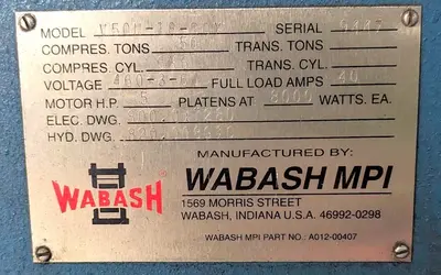 USED 1995 WABASH WABASH V50H-18-BCY PRESS
