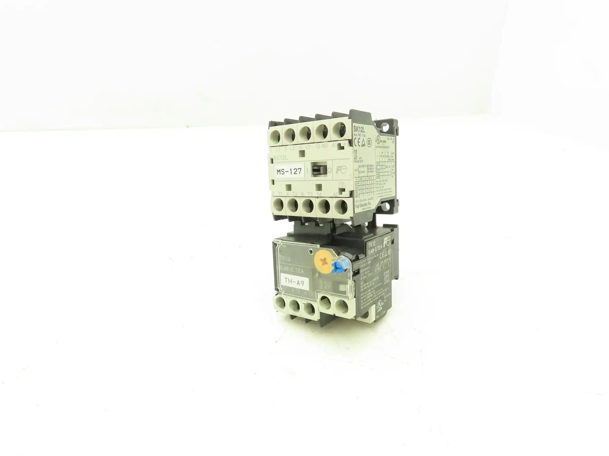 Fuji SK12L Motor Starter Contactor 5.5kW 600V TK12W & Thermal Overload .48-0.72A