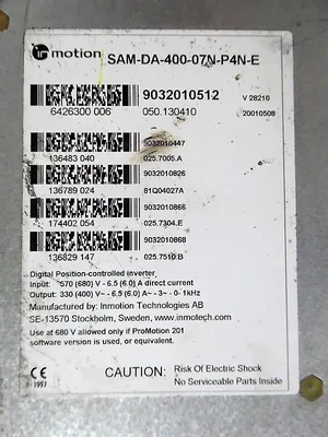 inMotion SAM-DA-400-07N-P4N-E SAM Smart Axis Manager Power Supply V28210 Used