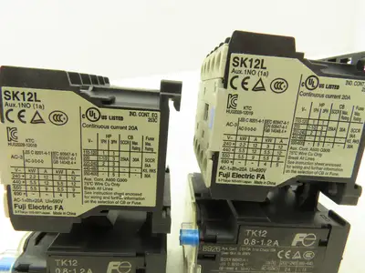Fuji SK12L Motor Starter Contactor 5.5kW 600V & Overload 0.8-1.2A Lot of 2