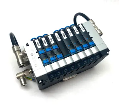 USED FESTO VALVE TERMINAL INTERFACE W/ 161360 X4 & 161362 X3 VALVES