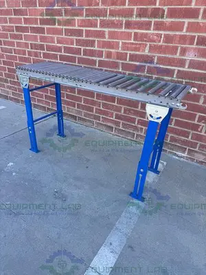 USED ROLL-AWAY HEAVY DUTY ROLLER CONVEYOR 60" X 18" W/ ADJUSTABLE LEGS