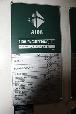 USED 2010 AIDA NC1-2000(2)E