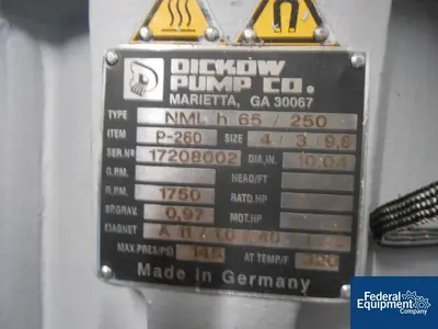 USED Dickow Dickow Pumpen  Magnetic Driven Process Pump, Type NML