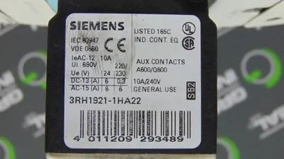Siemens Sirius 3RT1044-1B Contactor with 3RH1921-1HA22 Aux Contact Block Used