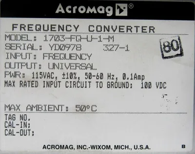 USED ACROMAG 1703-FQ-U-1-M FREQUENCY CONVERTER 1703FQU1M